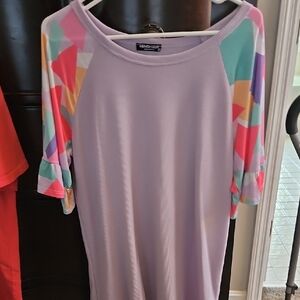HEIMISH USA Lavender Blouse with Colorful Sleeves